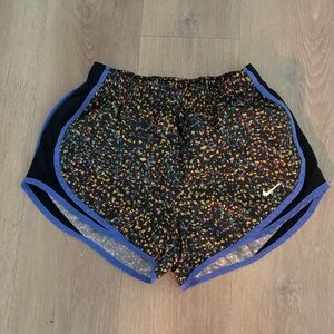 Nike Womens Dri Fit Running Athletic Shorts Small Black Purple Multicolor Gym